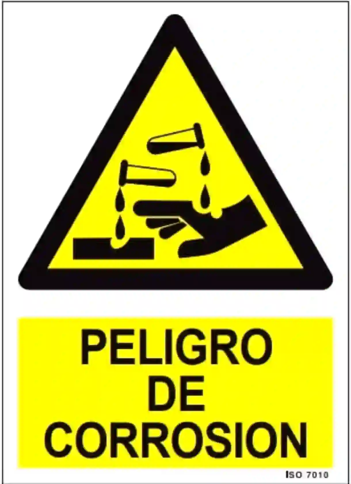 Placa de peligro de corrosión, fabricada en Sevilla